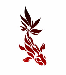 illustration vector graphic of tribal design red koi fish suitable for tattoos