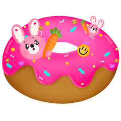 Rabbit pink donut with sprinkles