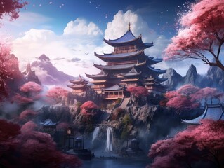 Fototapeta premium scene of chinese temple