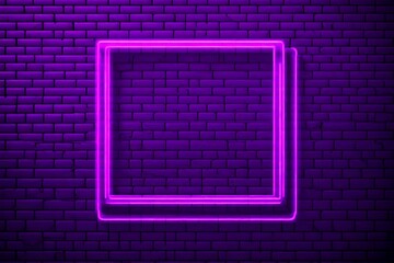 purple square frame icon in neon style. Simple thin line, outline vector on dark background