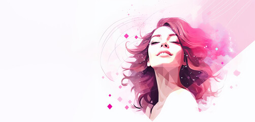 Illustration vector abstract  happy woman in pink  for a women's day ,
