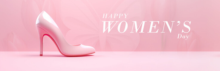 Women's day with a high-heels shoes on 8 march