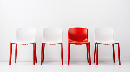 Outstanding white chair of red, Unique, human resource,a Leader, recruitment.