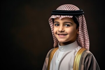 Portrait of smiling arabic boy isolated