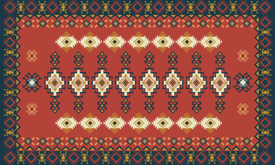 vector ethnic carpet motif pattern, rug motif, tribal pattern