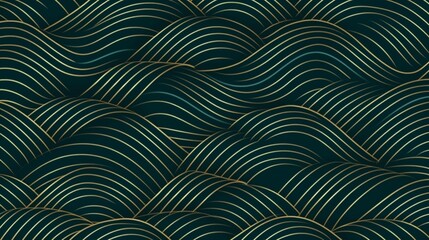 Vector art deco wavy luxury pattern wave line japanes.Generative AI