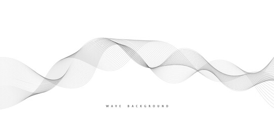 Lines for the background. Black stripes on a white background. Set of wavy lines. Multiple line waves. Creative line art. Grey waves with lines. Vector waves set. Curved wavy line, smooth stripe.