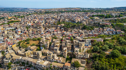 Aerial View of Lentini, Syracuse, Sicily, Italy, Europe