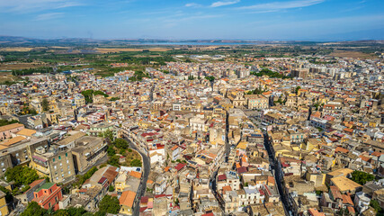 Aerial View of Lentini, Syracuse, Sicily, Italy, Europe
