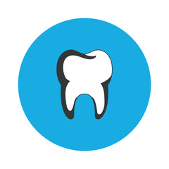 Blue icon of a healthy tooth. Vector on a gray background