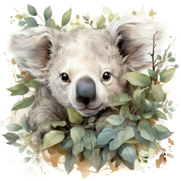 recommend clip art: Watercolor Koala Clipart illustration Generative Ai