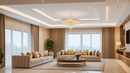 modern living room with white color sofas 