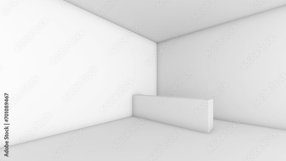 Poster the white interior structure shows the structure and the corridor area.,3d rendering