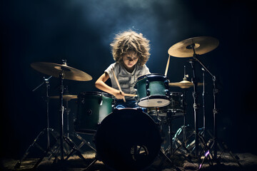 Fototapeta premium drummer kid, kid, drum, music, drum beat, percussion, music performance, kids