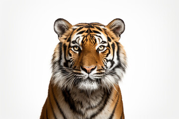Obraz premium Siberian Tiger close-up portrait on a white background.