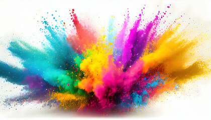 Colorful Abstract Powder Explosion Illustration Isolated on a White Background