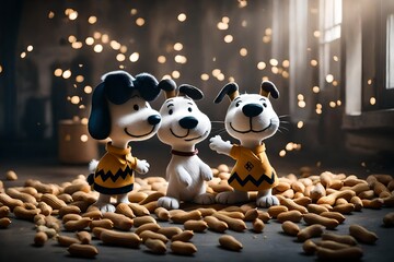 Create an enchanting visual narrative with peanuts as the protagonists, set against a backdrop of...