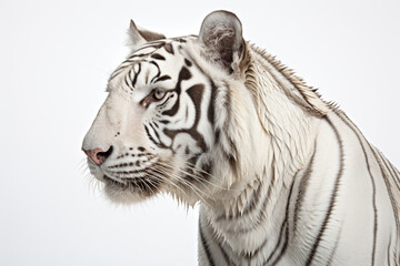 Fototapeta premium White Tiger close-up portrait on a white background.