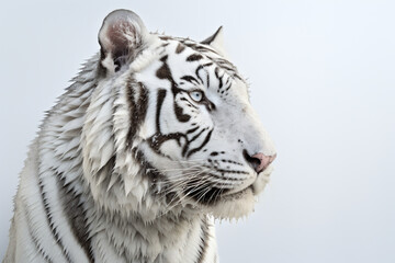 Fototapeta premium White Tiger close-up portrait on a white background.