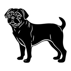 Fototapeta premium Standing pug Dog, pug Dog monochrome clip art. Vector illustration