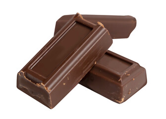 Brown chocolate bars isolated on white background , A delicious snack like a chocolate bar.