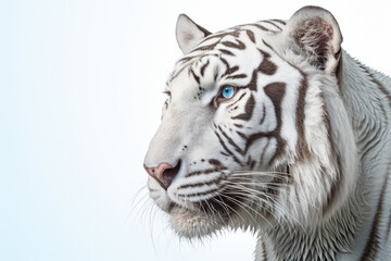 Fototapeta premium White Tiger close-up portrait on a white background.