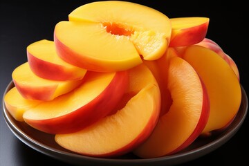 Deliciously Vibrant Peach Slices - Freshness and Contrast in an Appealing Composition