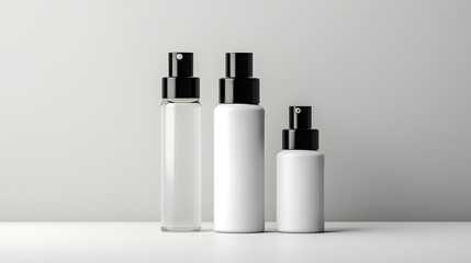 Mockup of cosmetic bottle containers on a white background. 3d rendering