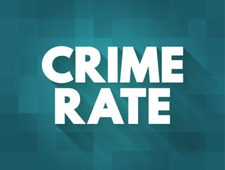 Crime Rate is the ratio between the number of felonies and misdemeanours recorded by the police, text concept background - obrazy, fototapety, plakaty