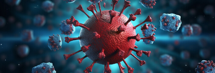 illustration of corona virus in the background. - obrazy, fototapety, plakaty