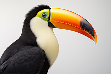 Naklejka premium Toco Toucan close-up portrait on a white background.
