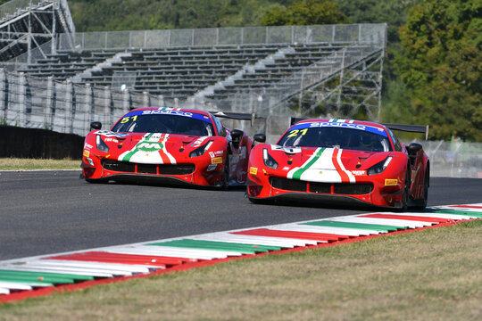Scarperia, 29 September 2023: Ferrari 488 of team Af Corse drive by Castro Jules and Nurmi Luka in action during practice of Italian Championship at Mugello Circuit. Italy.