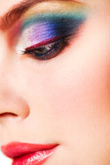 Naklejka premium Close up portrait of a beautiful young blond model with bright make up