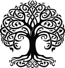 Celtic tree of life decorative Vector ornament illustration of the Scandinavian myths with Celtic culture.