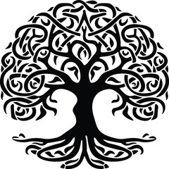 Obraz premium Celtic tree of life decorative Vector ornament illustration of the Scandinavian myths with Celtic culture.