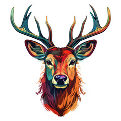 Deer head with antlers illustration of wild animal