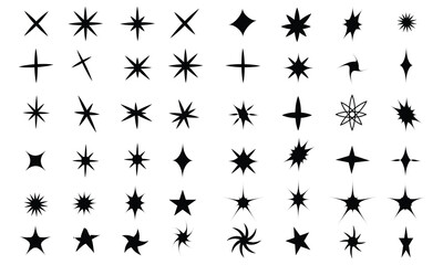 twinkle star, Minimalist silhouette stars icon, Cool Sparkle Icons Collection. Shine Effect Sign Vector Design. Set of Star Shapes. Magic Symbols. Bright firework. Light icon set.  - obrazy, fototapety, plakaty