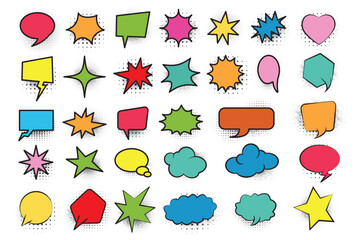 Set of comic bubble speech clouds, onomatopoeia. set message comic bubble speech cartoon expression illustration. Vector bright dynamic, playful cartoon illustrations. Pop art style speech bubble. 111 - obrazy, fototapety, plakaty