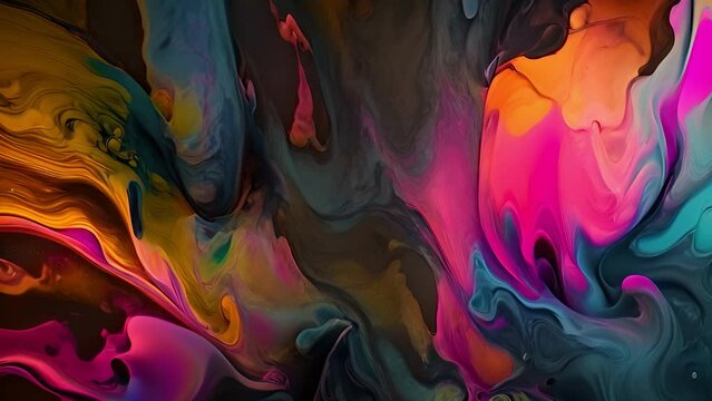 Close-Up View of Vibrant Liquid Art