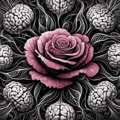 Neural Patterns with rose with black color 03