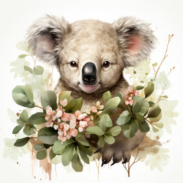 recommend clip art: Watercolor Koala Clipart illustration Generative Ai
