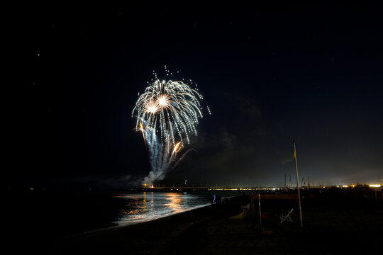 Fireworks for the end of summer party on the Tuscan coast