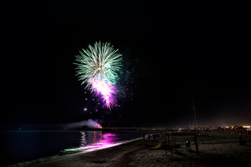 Fireworks for the end of summer party on the Tuscan coast
