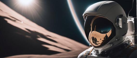 astronaut conducts advanced experiments in space with equipped gear, ai generative