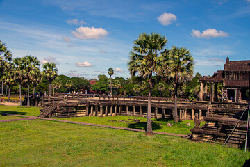 Fototapeta na wymiar Angkorwat Temple Complex in Cambodia. Considered as the largest temple complex of the World. Constructed as Hindu temple dedicated to God Vishnu for Khmer Empire by King Suryavarman II in 12 Century