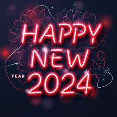 Happy New Year 2024, New Year's Eve, New Year Wishes, Silvester, Celebration, January, Greetings, Card, Balloons, Festive, Firework,, Confetti, Party, Letters, 3D Font Art, Typography, Resolution