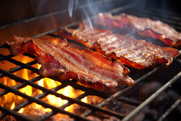 Bacon, food, bacon on the grill, meat, pork, breakfast bacon, crispy bacon