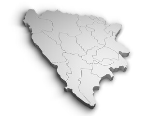 3d Bosnia and Herzegovina map illustration white background isolate