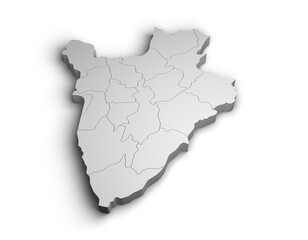 Fototapeta na wymiar 3d Burundi map illustration white background isolate