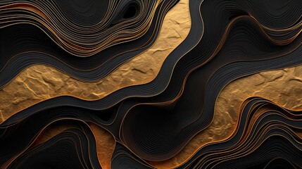 Abstract topography or texture depicted in black and brown wood grain and sand
